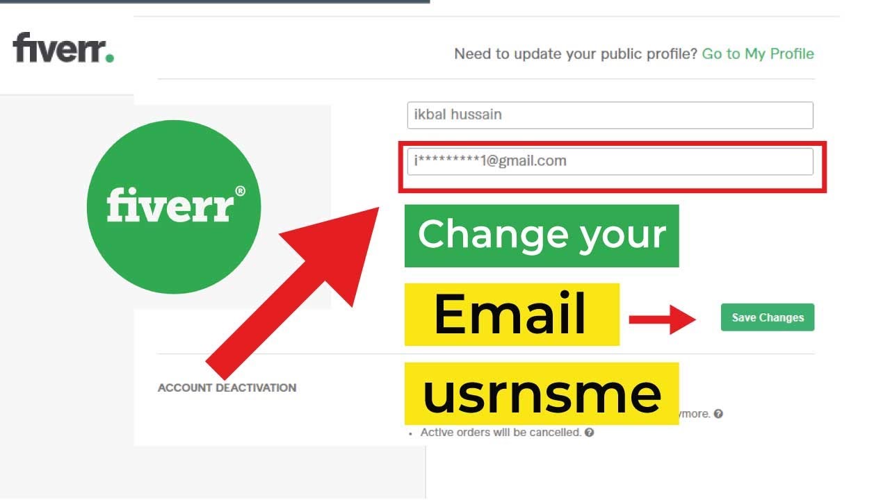 How to change email on fiverr how to change the email of fiverr