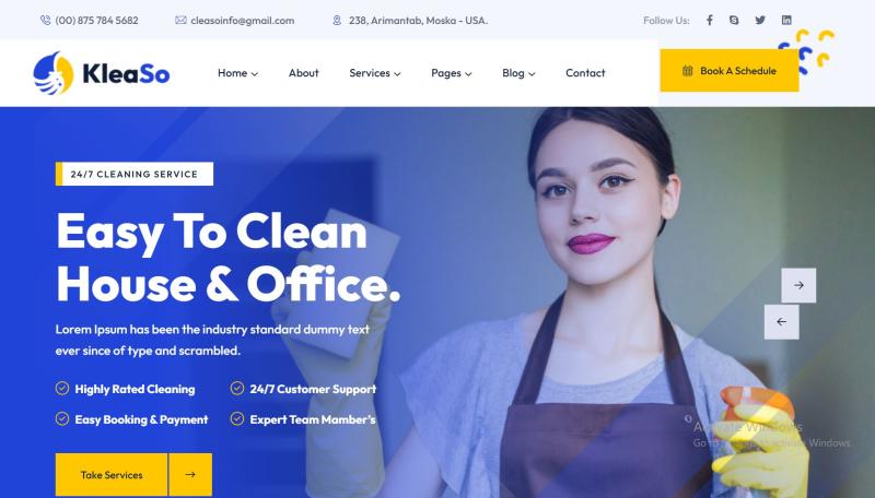 I will build house cleaning service website office cleaning website appointment website