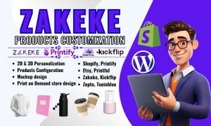 I will setup print on demand shopify products in zakeke, customily, zepto, teeinblue