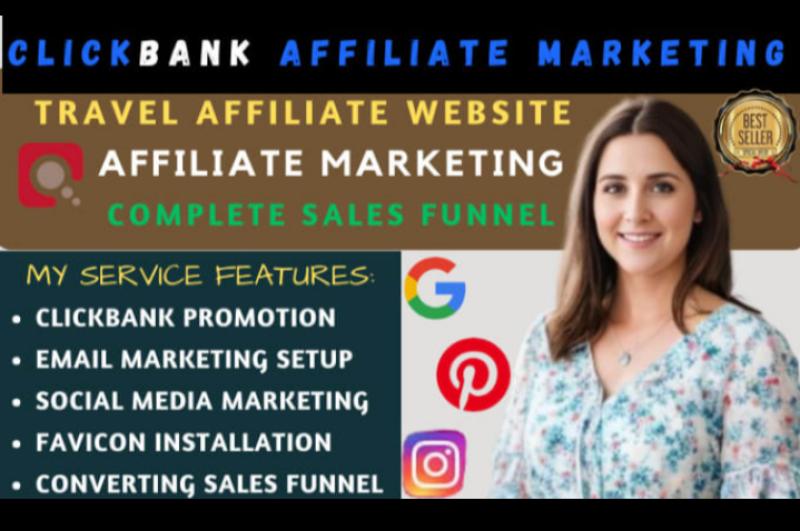 will set up high flying travel affiliate website, clickbank affiliate marketing