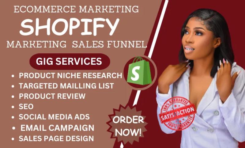 I will create an Shopify marketing sales funnel, Shopify promotion, boost sales