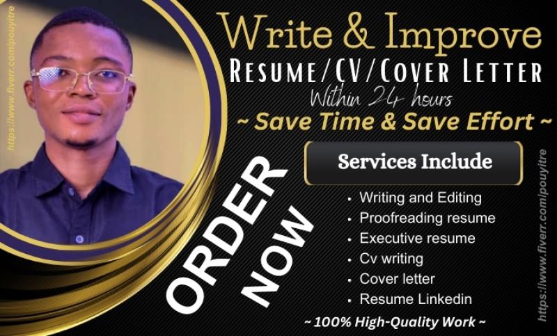 I will write and enhance your executive resume, CV, cover letter, and LinkedIn profile