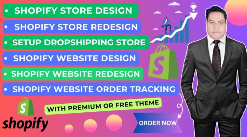 I will create Shopify store design, redesign, and setup Shopify dropshipping store