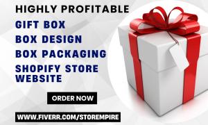 I will design lucrative gift box Shopify store box design packaging design website