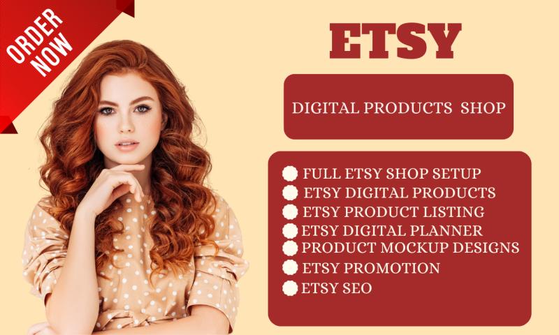 I will setup etsy shop, etsy digital mothers day product, digital hyperlinked planner