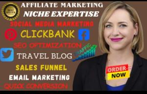 I WILL SET UP CLICKBANK AFFILIATE MARKETING, TRAVEL BLOG TO MAKE MONEY ONLINE