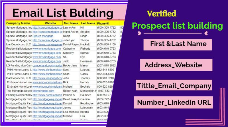 I will do B2B Email List Building or Prospect List