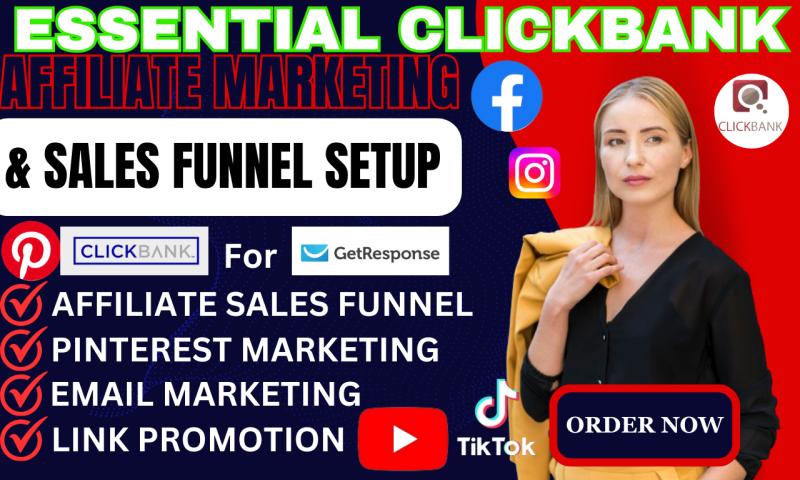 I will do pinterest affiliate marketing, sales funnel, clickbank affiliate marketing