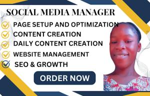 I will be your pro social media marketing manager, grow and promote your page