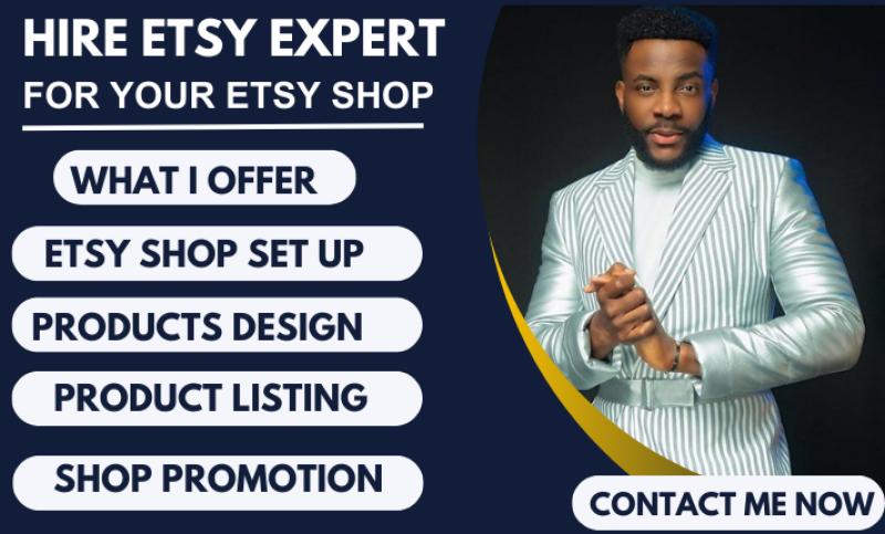 I will do Etsy Store Creation, Etsy Shop Setup, Etsy Digital Product, Etsy SEO
