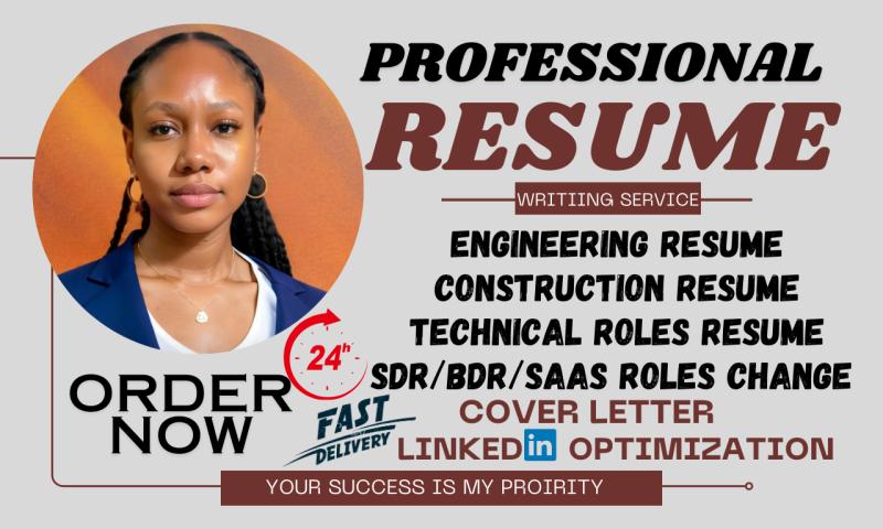 I will write professional engineering resume, construction, IT, bdr, sdr tech resume