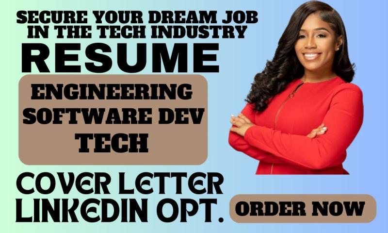 I will write software engineering, software developer, IT, tech resume and cover letter