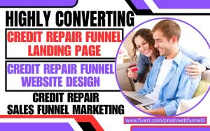 I Will Design Converting Credit Repair Landing Page, Credit Repair Website with Funnel