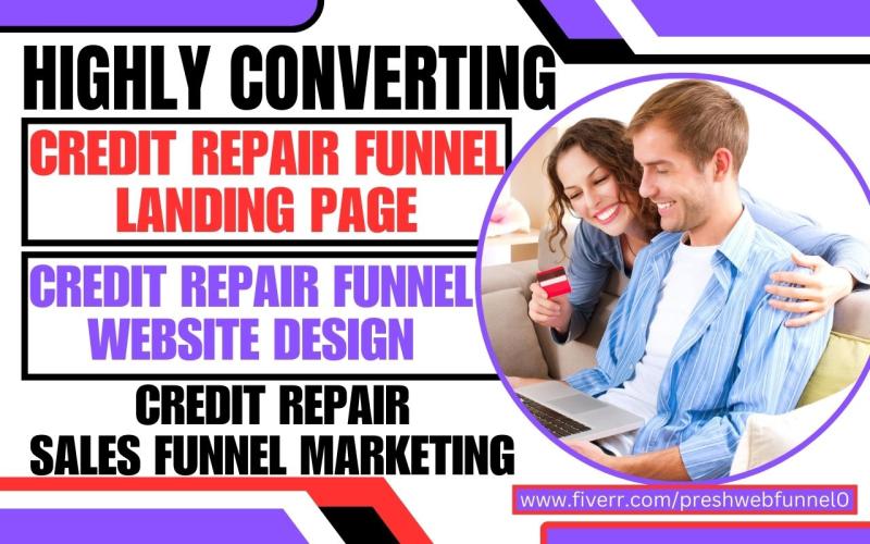I Will Design Converting Credit Repair Landing Page, Credit Repair Website with Funnel