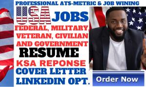 I will provide federal resume for your targeted federal job, usajobs, military and ksa