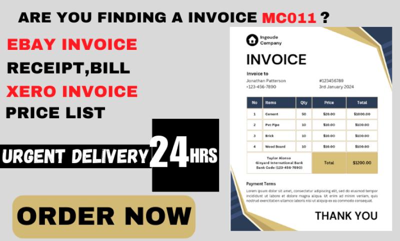I will do ebay invoice, letterhead, price list, mc011, receipt for your suspended acct