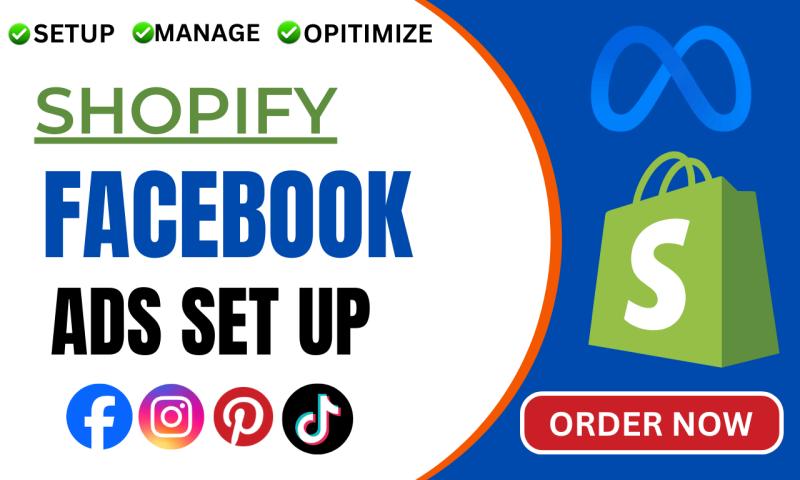Setup Tiktok shop, Facebook ads, Instagram ads, for shopify marketing