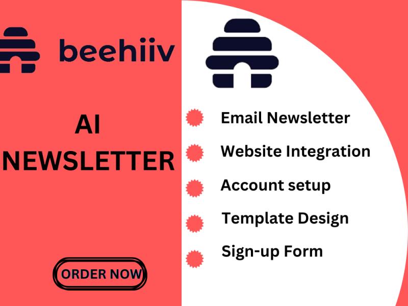 I will professionally setup beehiiv account beehiiv newsletter template landing page
