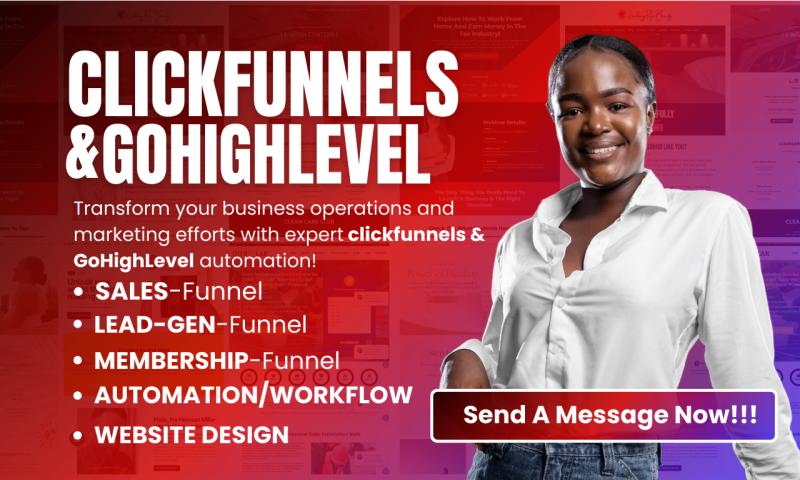 I will build clickfunnels landing page,gohighlevel expert, sales funnel, webinar, click