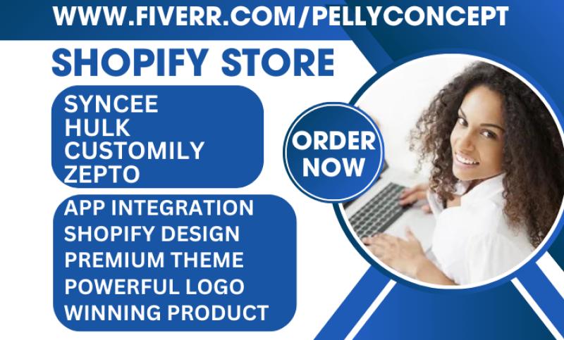 I will build your professional Shopify store using scproduct, zepto, hulk, syncee, customily, and avis