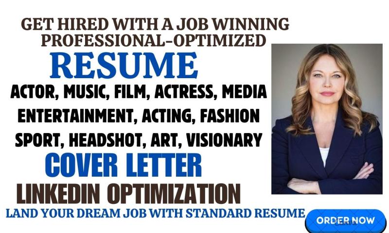 I will write music promotion resume, acting, actor, actress, media, film, music resume