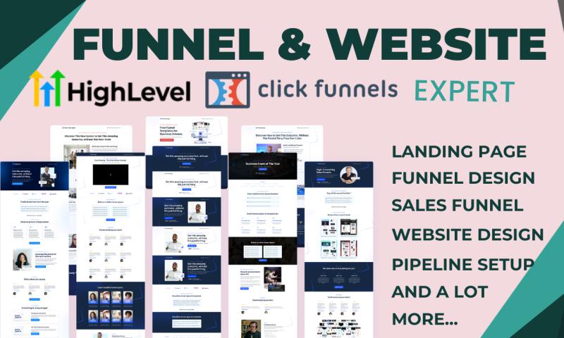 I will build clickfunnels expert landing pages, websites, sales funnels on gohighlevel