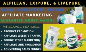 will build and promote alpilean, exipure, and livepure product with sales funnel