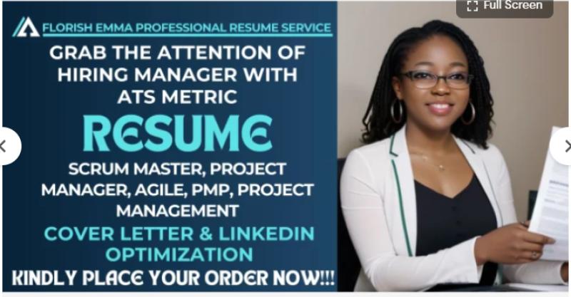 I will create scrum master, project manager, agile, pmp, project management resume