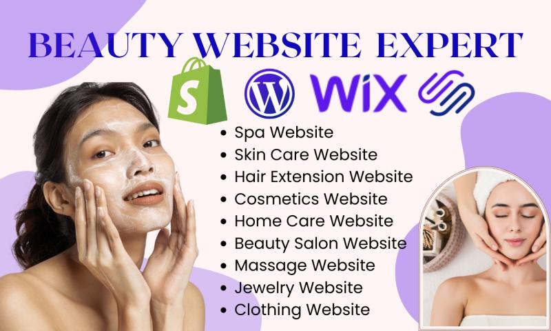 I will create spa, skincare, cosmetics, beauty salon, clothing, hair extension website