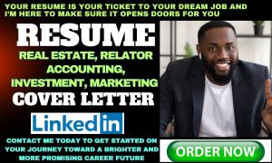 I will write your real estate resume, investment resume, project management, and CEO resume