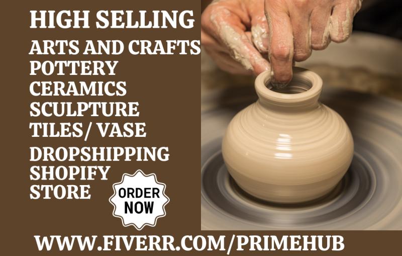 I will design pottery ceramics tiles artwork sculpture pot dropshipping shopify website