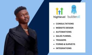 I will build go high level salesfunnel, design gohighlevel website, redesign builderall