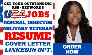 I will draft federal, military, veteran, KSA, USAJOB, govt, Canadian, executive resume