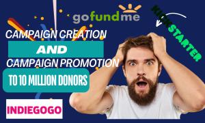I will create and promote your gofundme, indiegogo, kickstarter crowdfunding campaign
