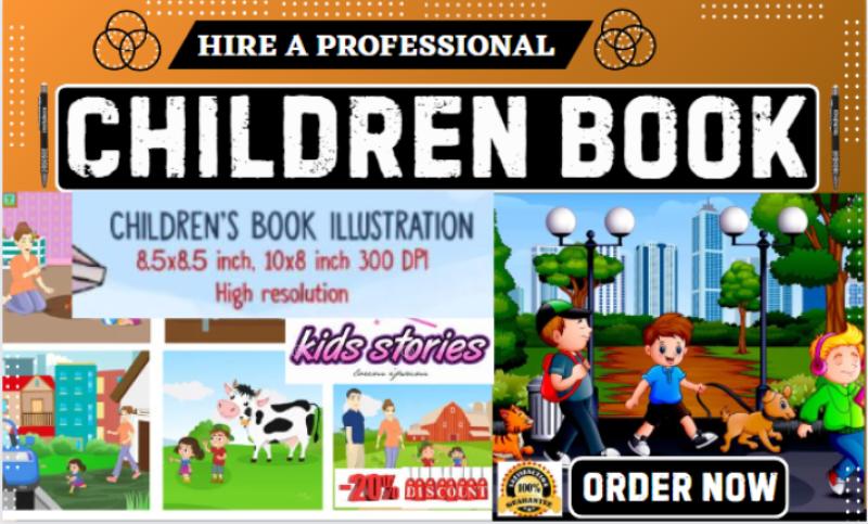 I will illustrate children story book illustrations, children book illustrations