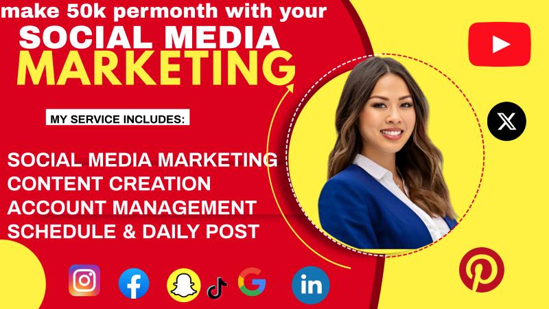 I will be your creative social media marketing manager, instagram, facebook, tiktok