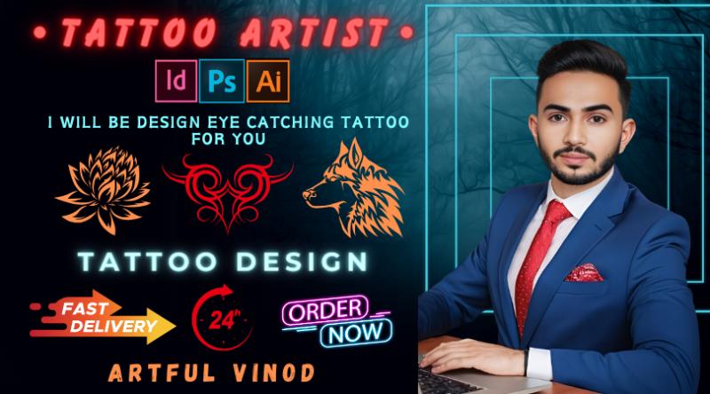 I will create modern tattoo design, unique design, 3d tattoo
