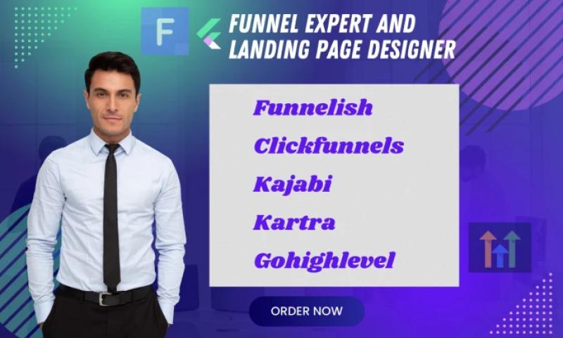 I will design creative ClickFunnels sales funnel, Funnelish, Sales Funnel