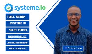 I will Setup Systeme io, Sales Funnel, Systeme Membership, Clickfunnels, Systeme io