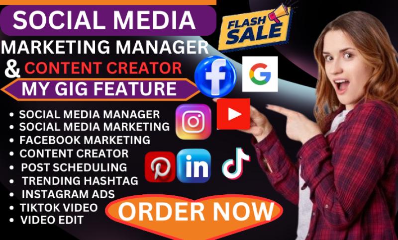 Be Your Social Media Marketing Manager and Content Creator or TikTok Video