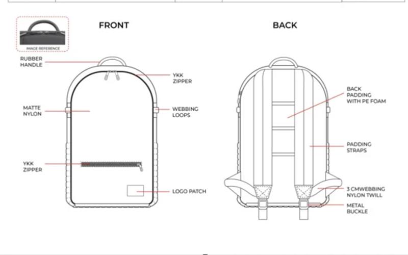 I will design bag tech pack, mylar bags, travel bags tote bag handbags and purses
