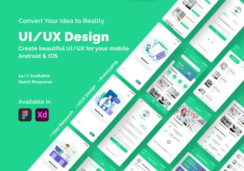 Design Interactive Mobile App UI UX using Adobe XD and Figma