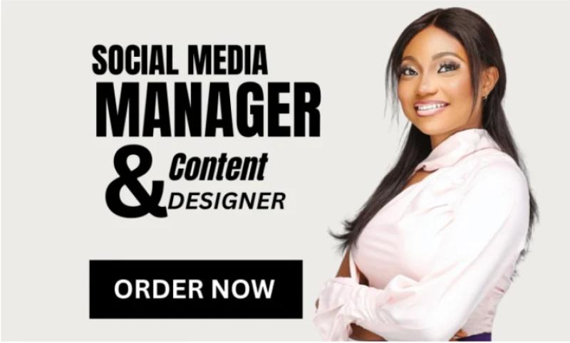 I will be your monthly social media manager and content creator