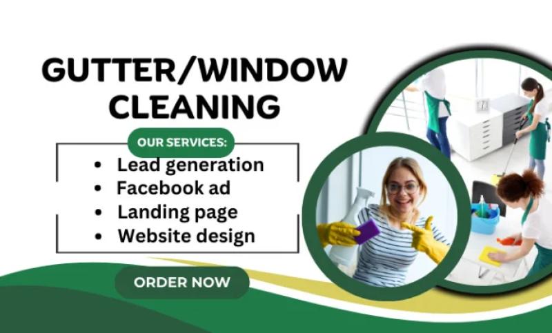 I will provide gutter cleaning, window cleaning, cleaning service, cleaning website, and landing page