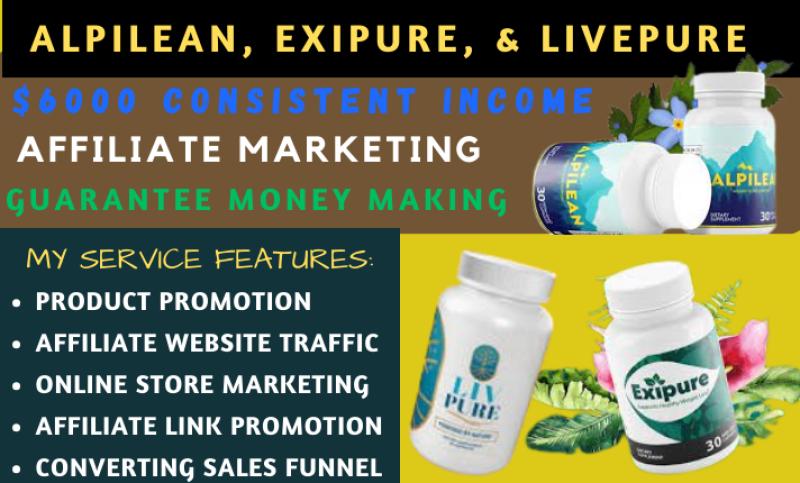 build and promote alpilean, exipure, and livepure product with sales funnel