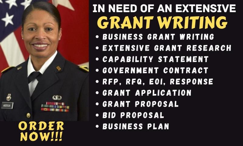 I will do grant writing, government contracts, rfps, responses, bid proposals, federal