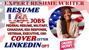 I will write a federal, KSA response, military, veteran, government and USAJobs resume