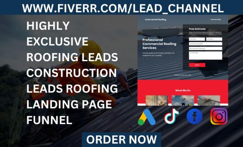 generate exclusive roofing leads construction leads roofing landing page funnel