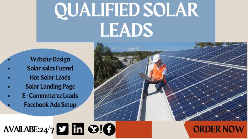 I Will Provide Quality Solar Leads and Landing Page for Your Business