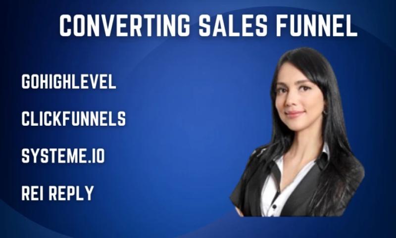I will do gohighlevel sales funnel website, clickfunnel, rei reply website, landing page